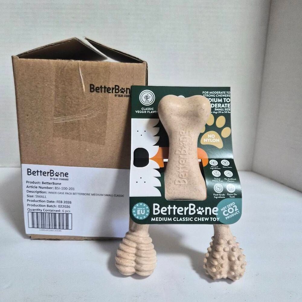 NIB 6pk BetterBone Small Size Medium Hard Veggie Flavor Dog Chews Treats Toys